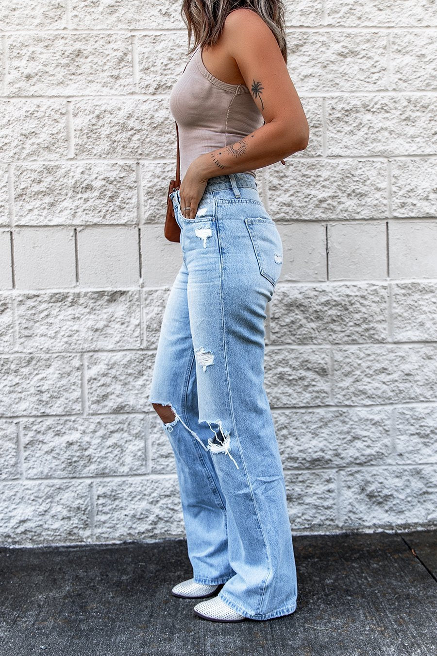 Women's Ripped High Waist Slim Fit Denim