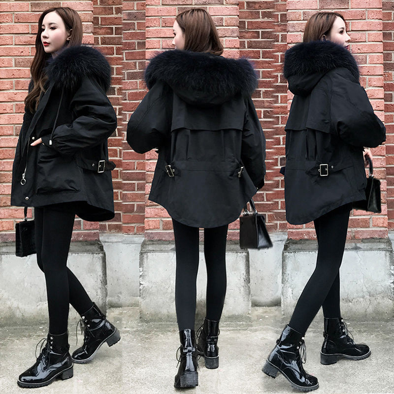 Fashion Big Fur Collar Cocoon-type Tooling Pie Overcoming Cotton-padded Jacket