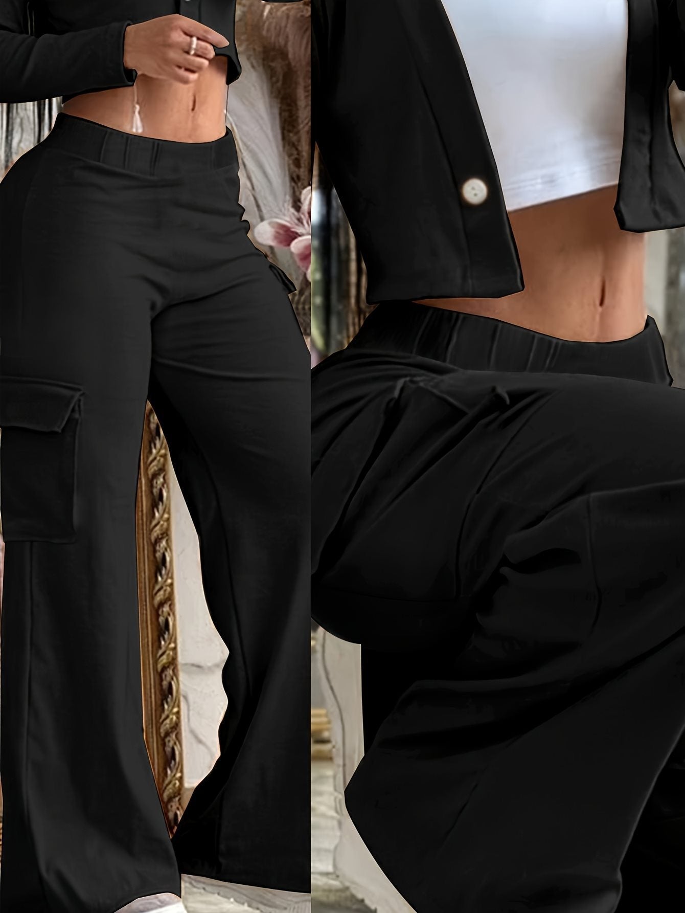 Wide Leg Multi-pocket Trousers