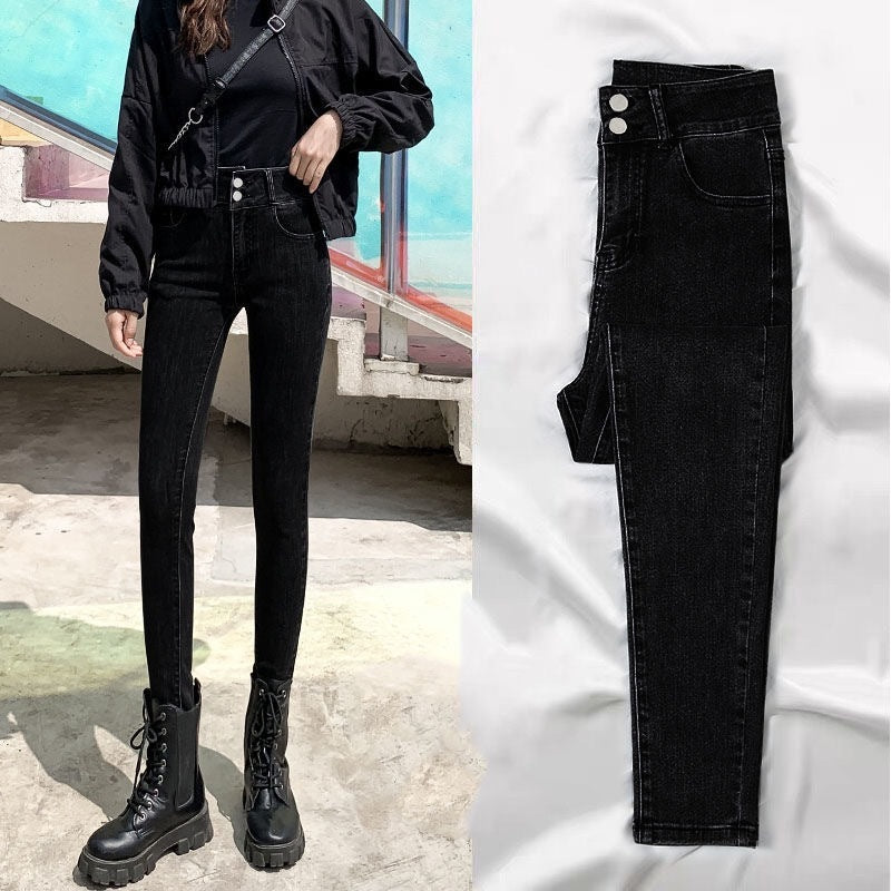 Black Tight Trousers Long Skinny Pants Tide