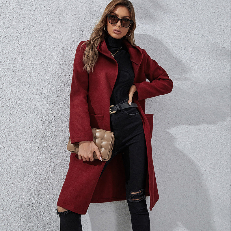 Crimson Haze Hooded Coat