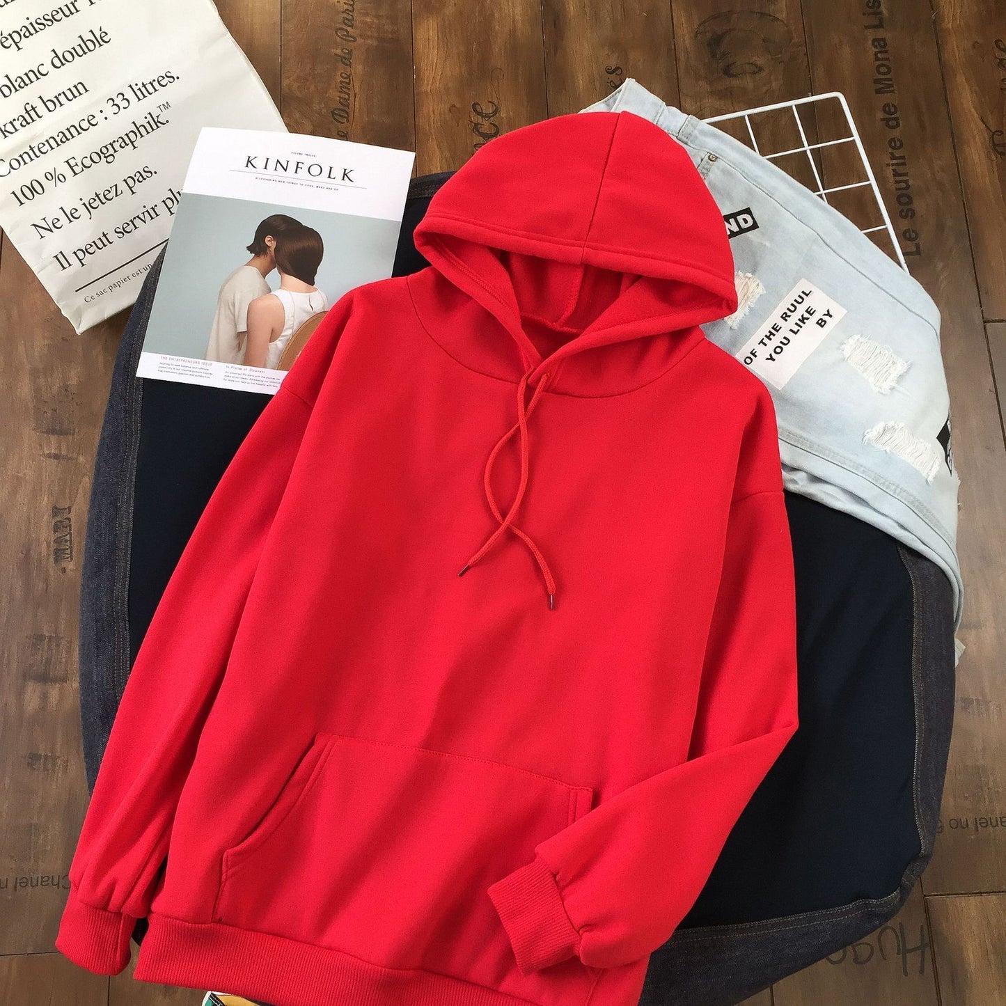 Long Sleeve Solid Color Hooded Sweater
