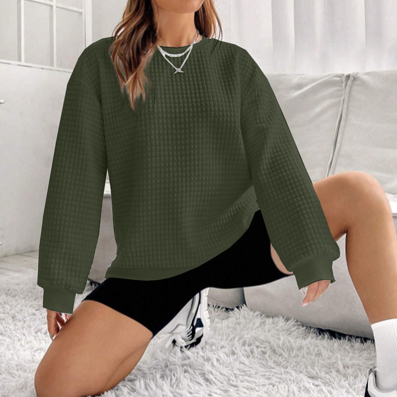 Women's Long Sleeve Loose-fitting Round-neck Sweater