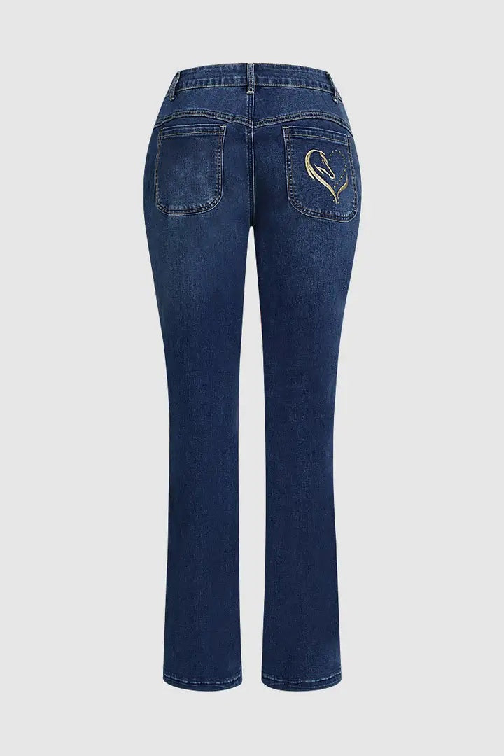 Women's High-Waist Fold-over Jeans