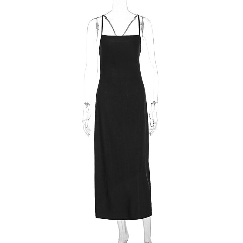 Lace-up Sleeveless Suspender Dress