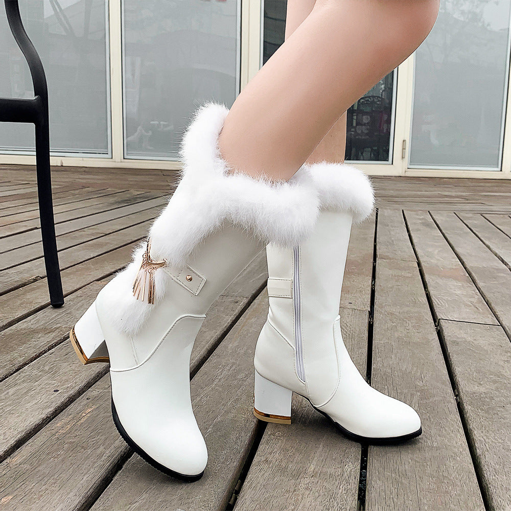 Winter Chunky Heel High Boots