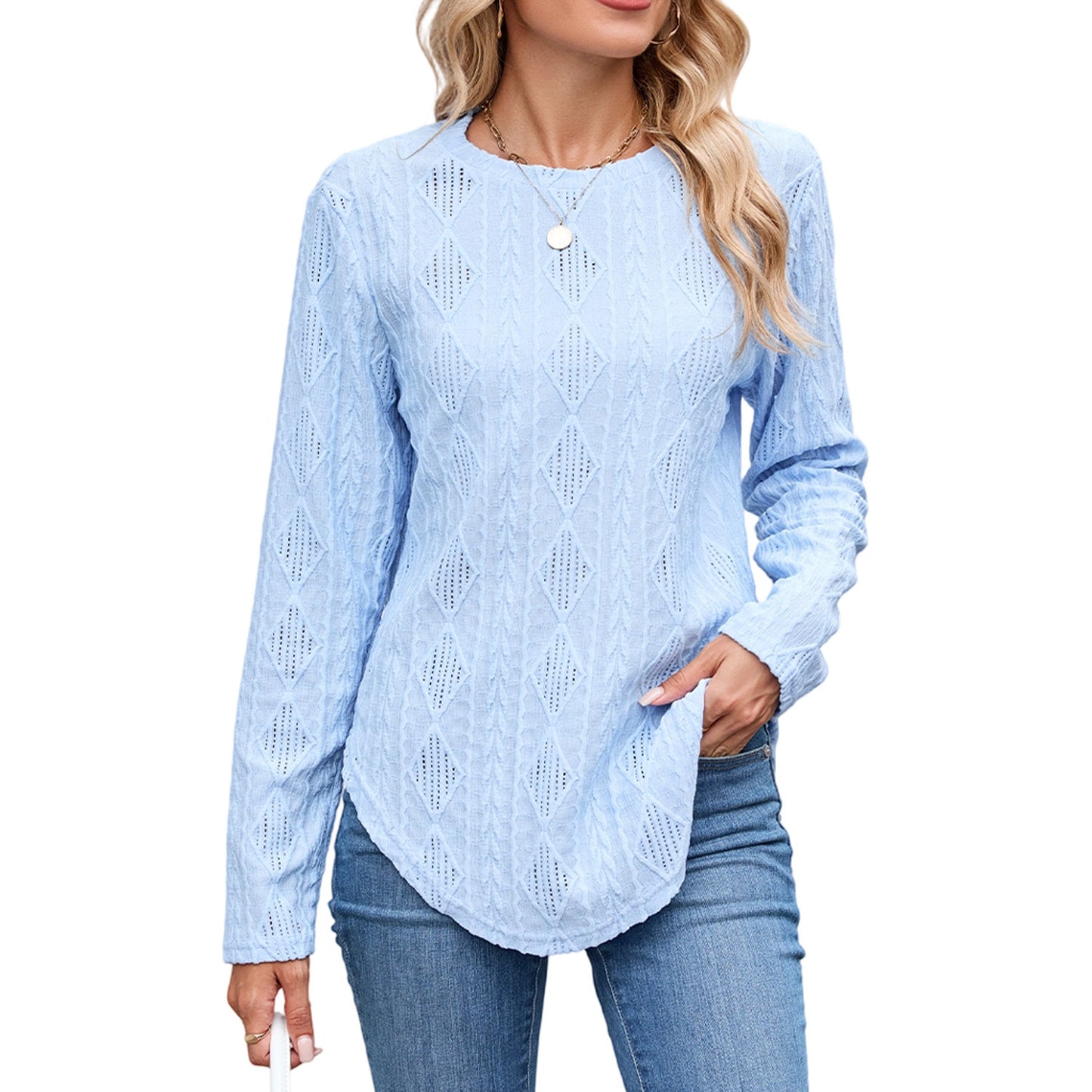 Leisure Round Neck Long Sleeve T-shirt