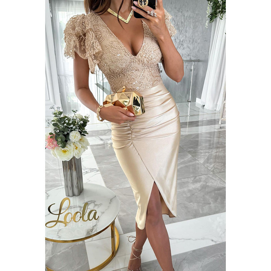 Short Sleeve Split Dress