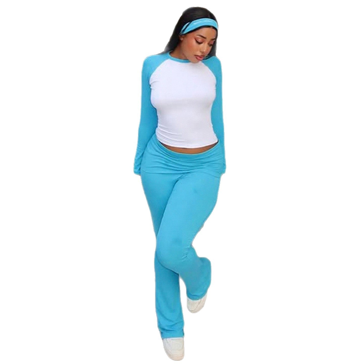 Casual Basic Style Color Contrast Long Sleeve Three-piece Set