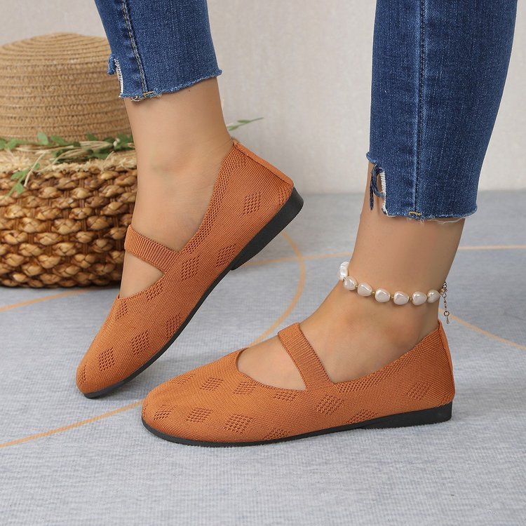 Doug Shoes Round Head Comfortable Flat Flying Woven Pumps