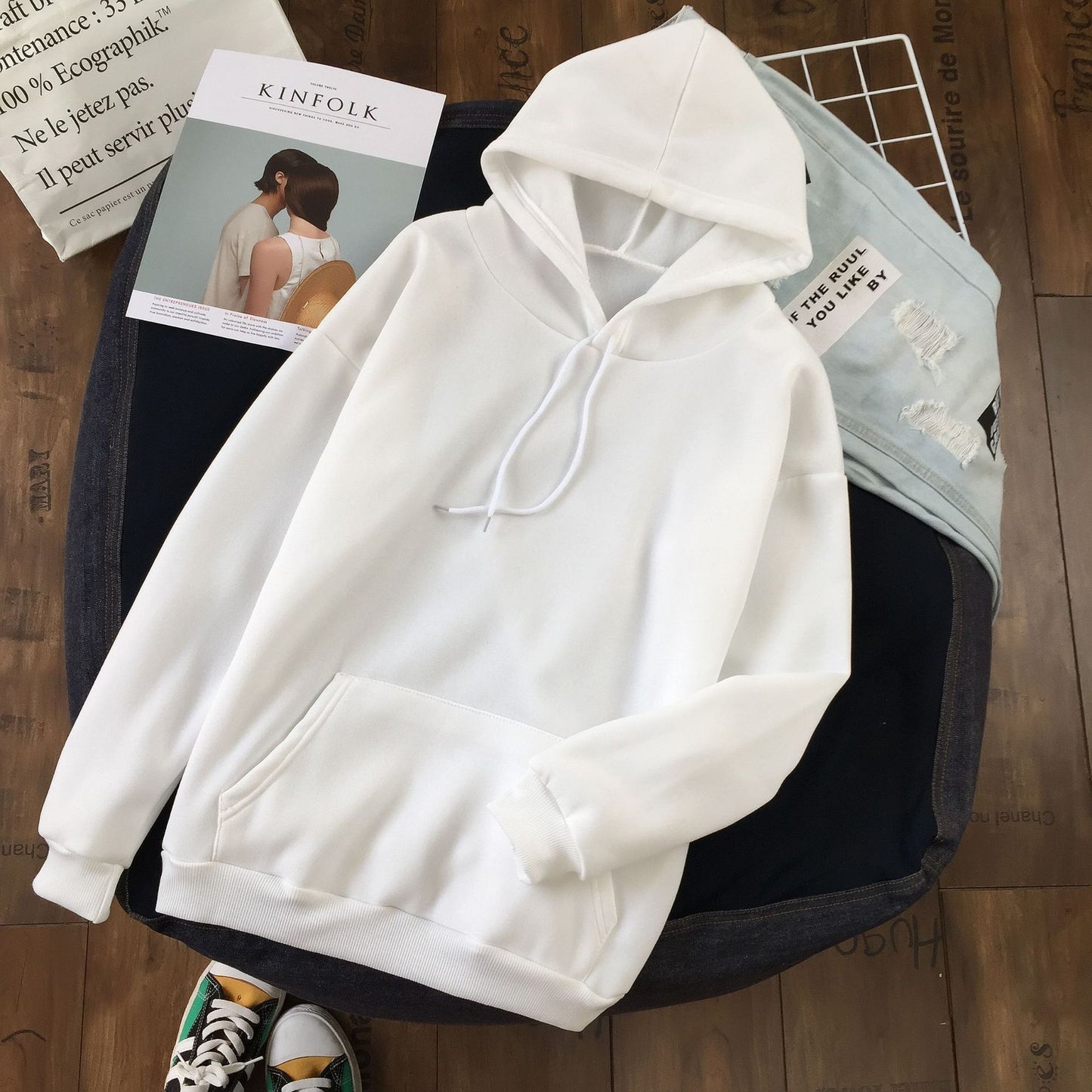 Long Sleeve Solid Color Hooded Sweater