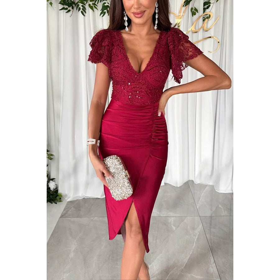 Short Sleeve Split Dress