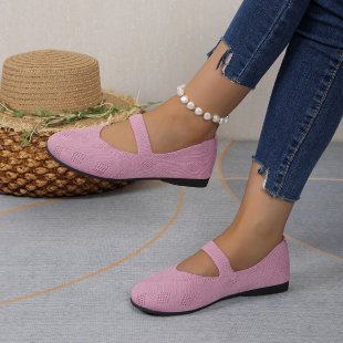 Doug Shoes Round Head Comfortable Flat Flying Woven Pumps