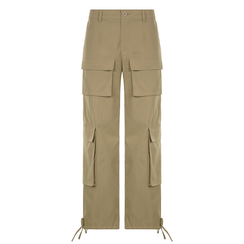 Solid Color Multi-pocket Cargo Pants Simple