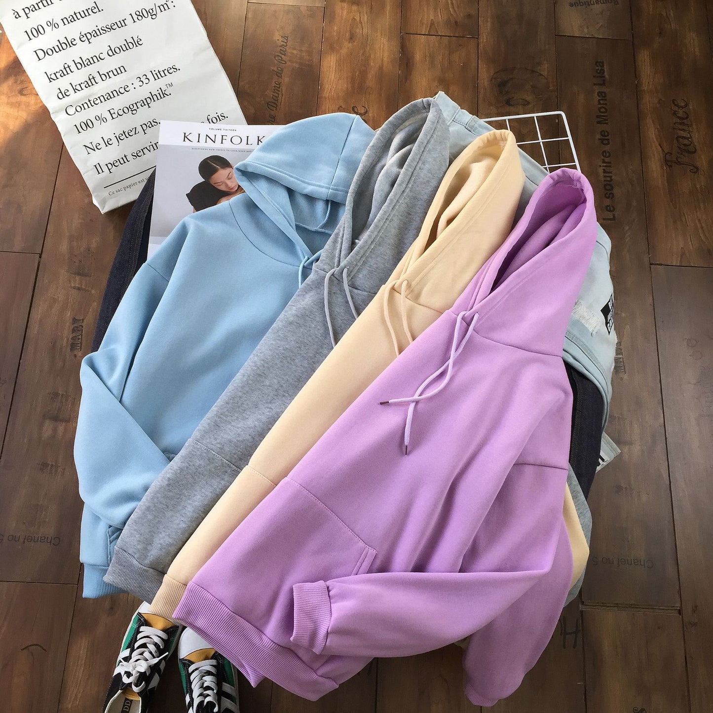 Long Sleeve Solid Color Hooded Sweater