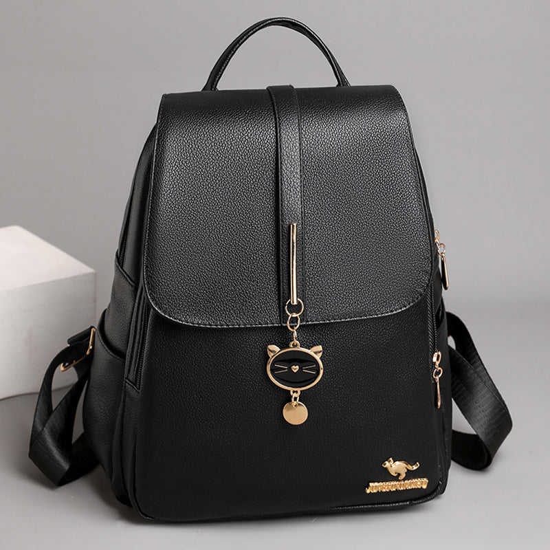 Outdoor Large Capacity Soft Leather Backpack