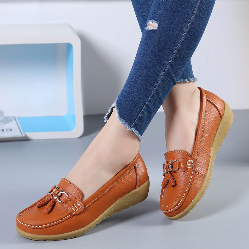 Women's Hollow Leather Soft Bottom Wedge Shoes