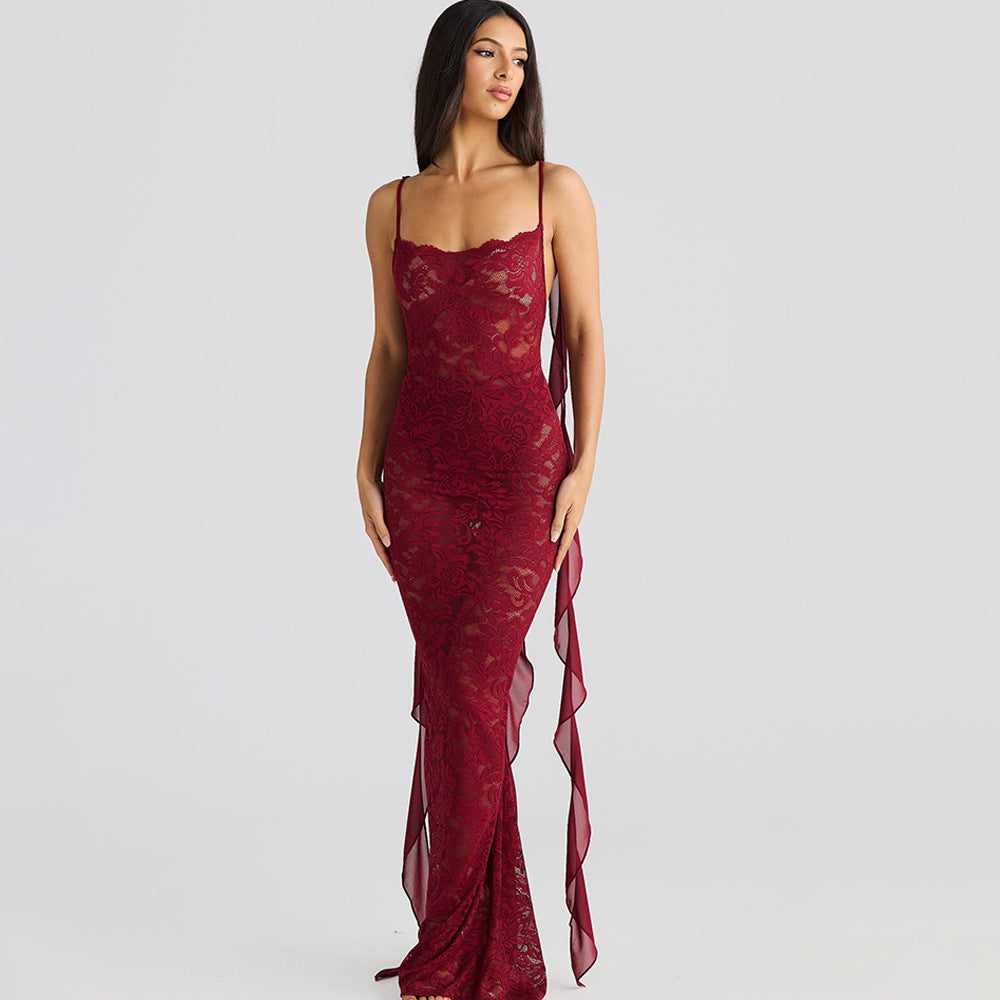 Solid Color Backless Slim Fit Sling Dress