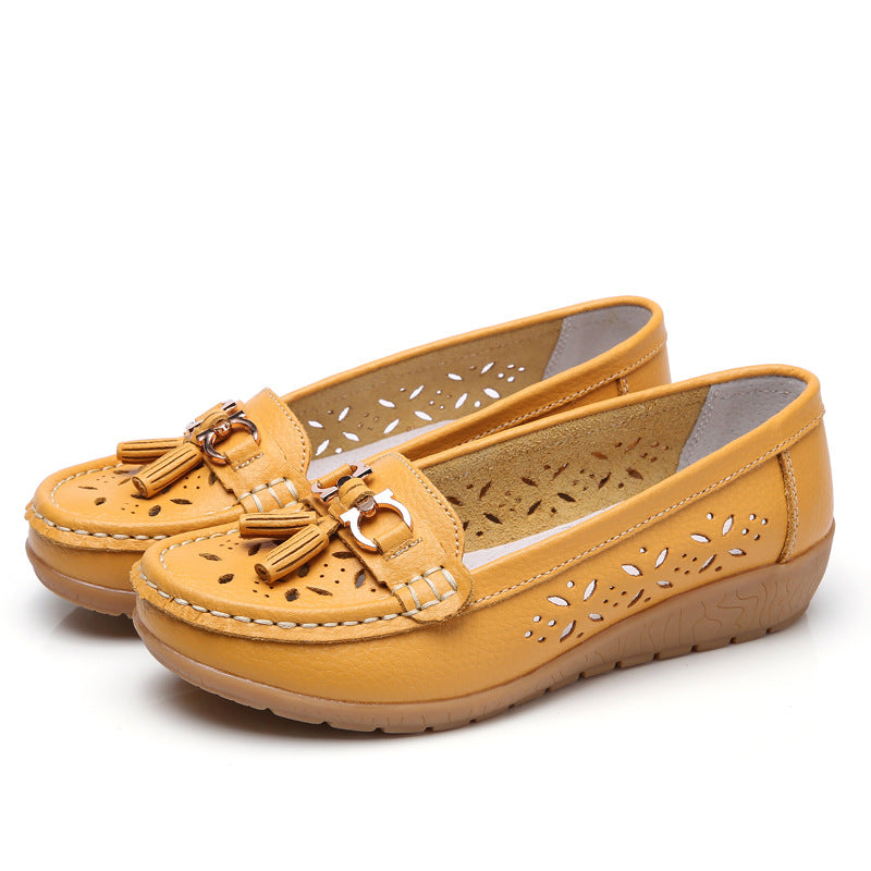 Women's Hollow Leather Soft Bottom Wedge Shoes