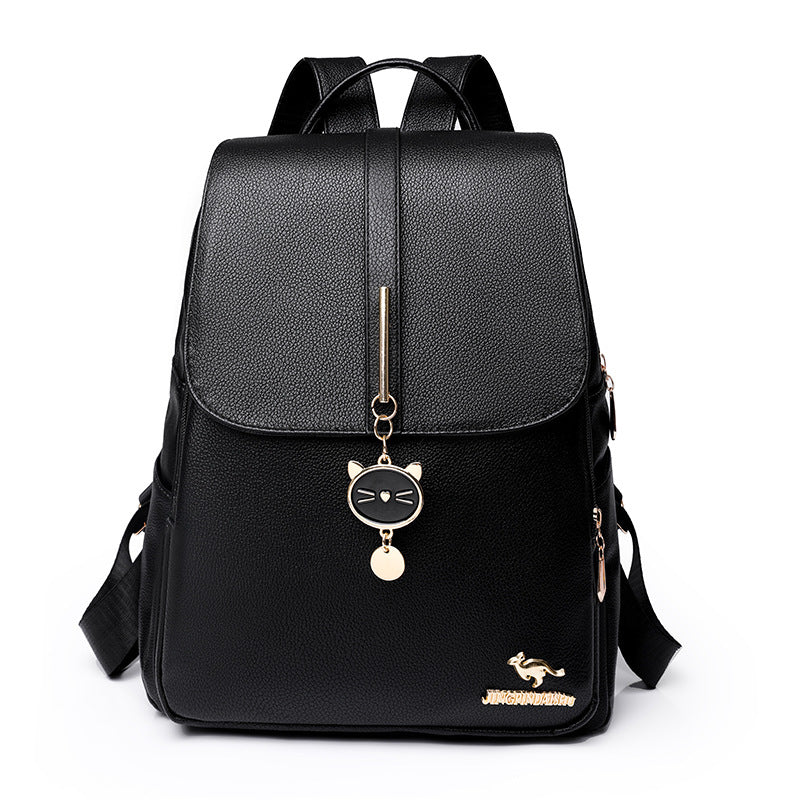 Outdoor Large Capacity Soft Leather Backpack