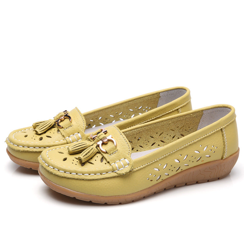 Women's Hollow Leather Soft Bottom Wedge Shoes
