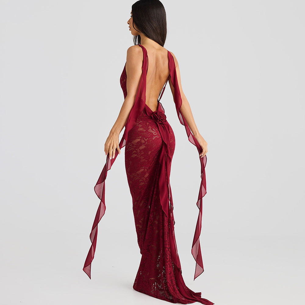 Solid Color Backless Slim Fit Sling Dress
