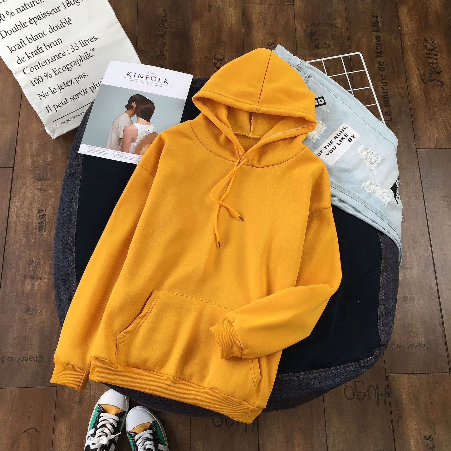Long Sleeve Solid Color Hooded Sweater