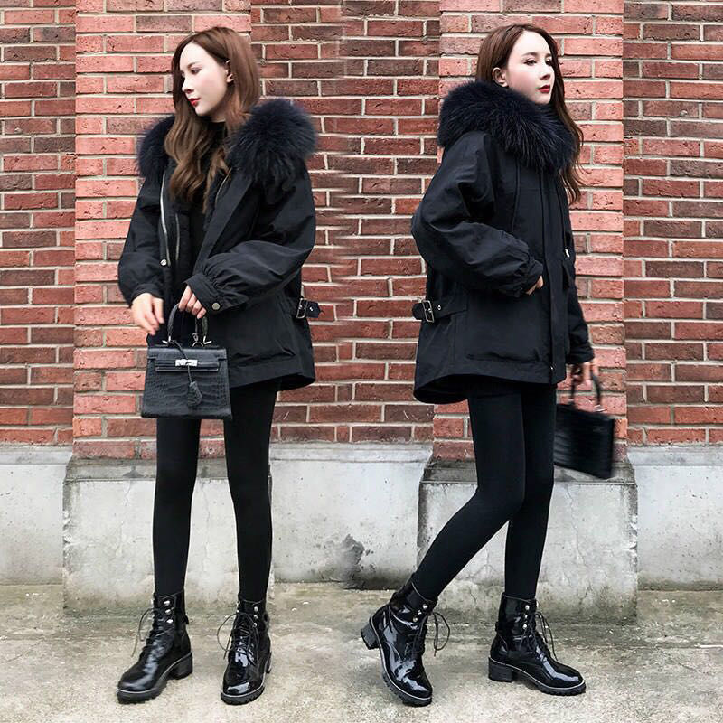 Fashion Big Fur Collar Cocoon-type Tooling Pie Overcoming Cotton-padded Jacket