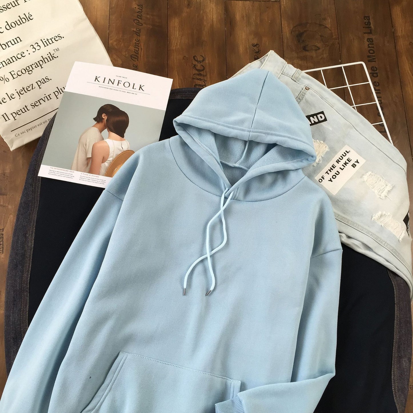 Long Sleeve Solid Color Hooded Sweater