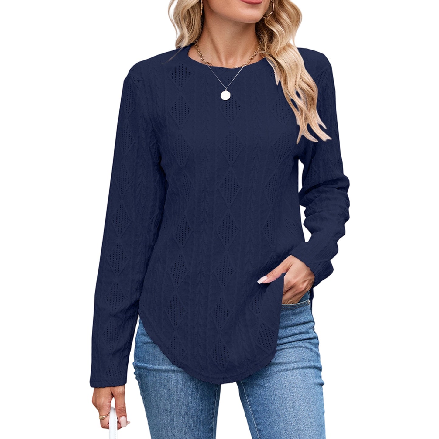 Leisure Round Neck Long Sleeve T-shirt