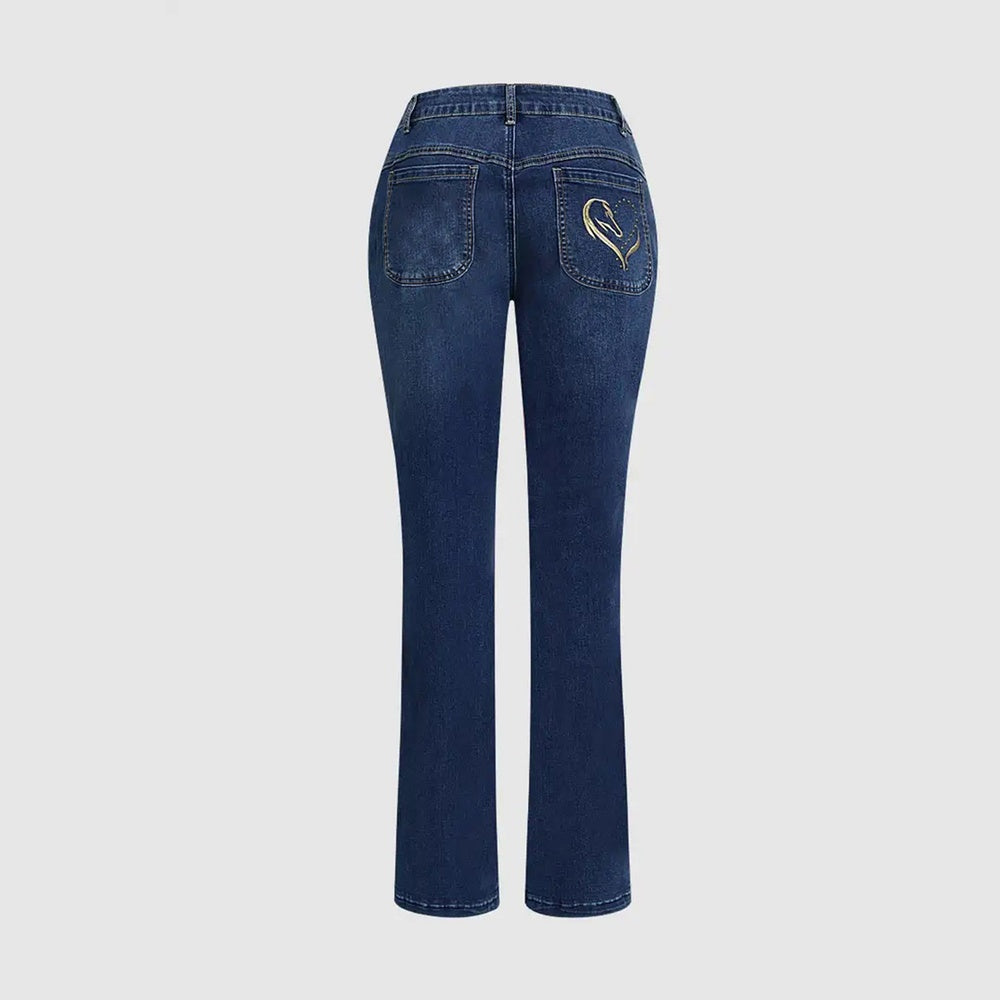 Women's High-Waist Fold-over Jeans
