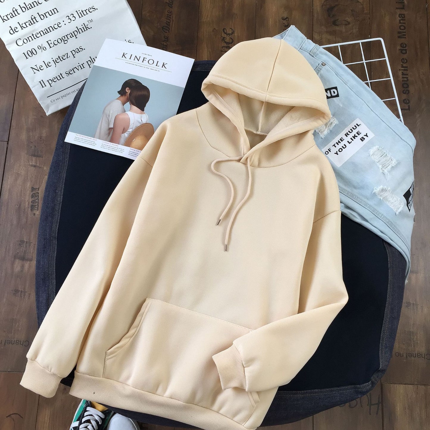 Long Sleeve Solid Color Hooded Sweater
