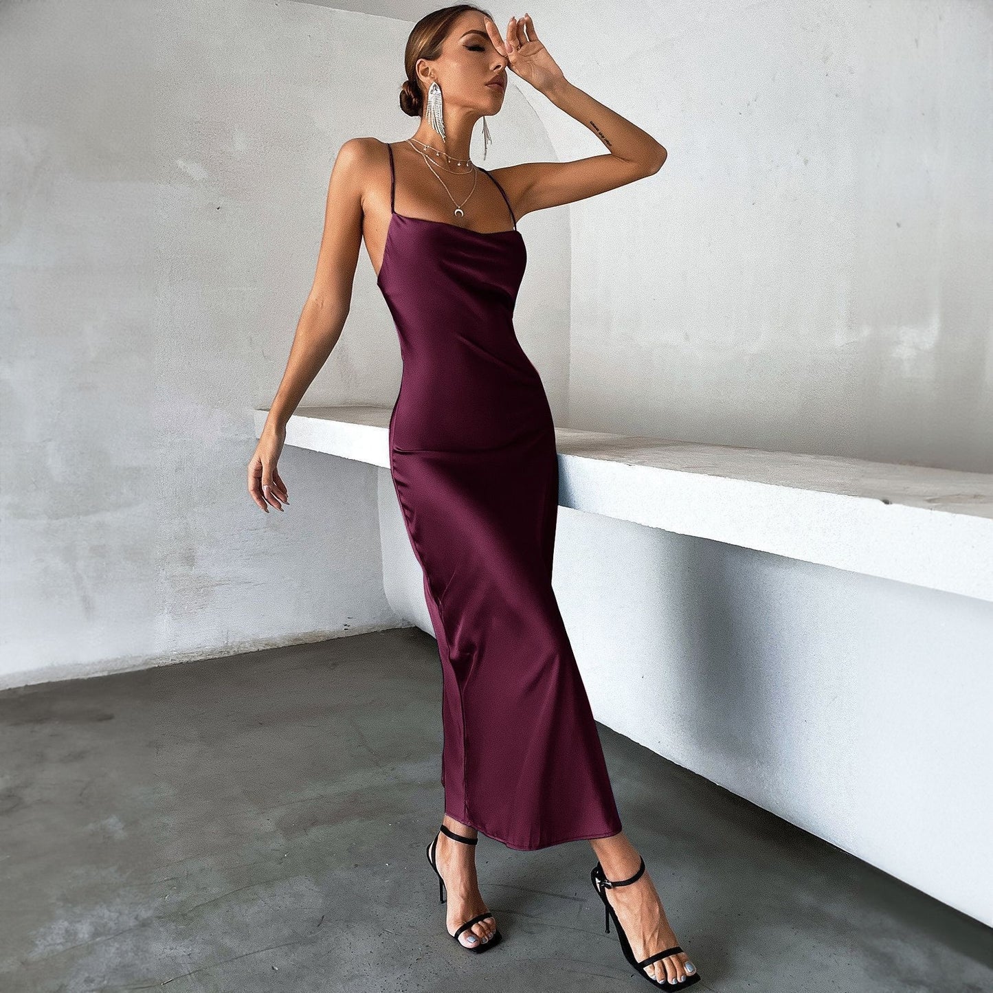 Lace-up Sleeveless Suspender Dress