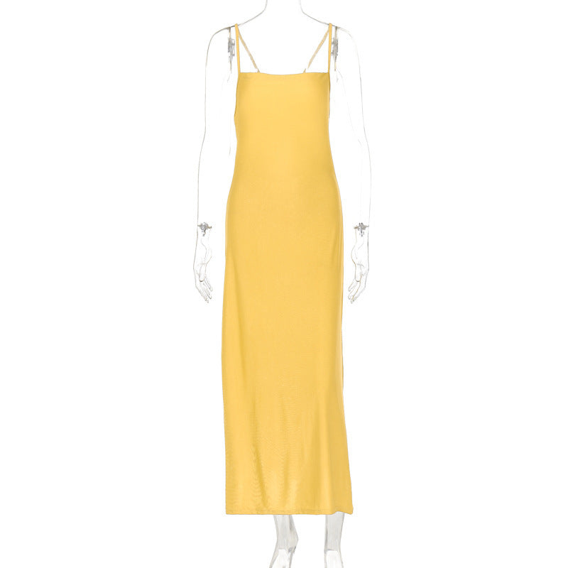 Lace-up Sleeveless Suspender Dress