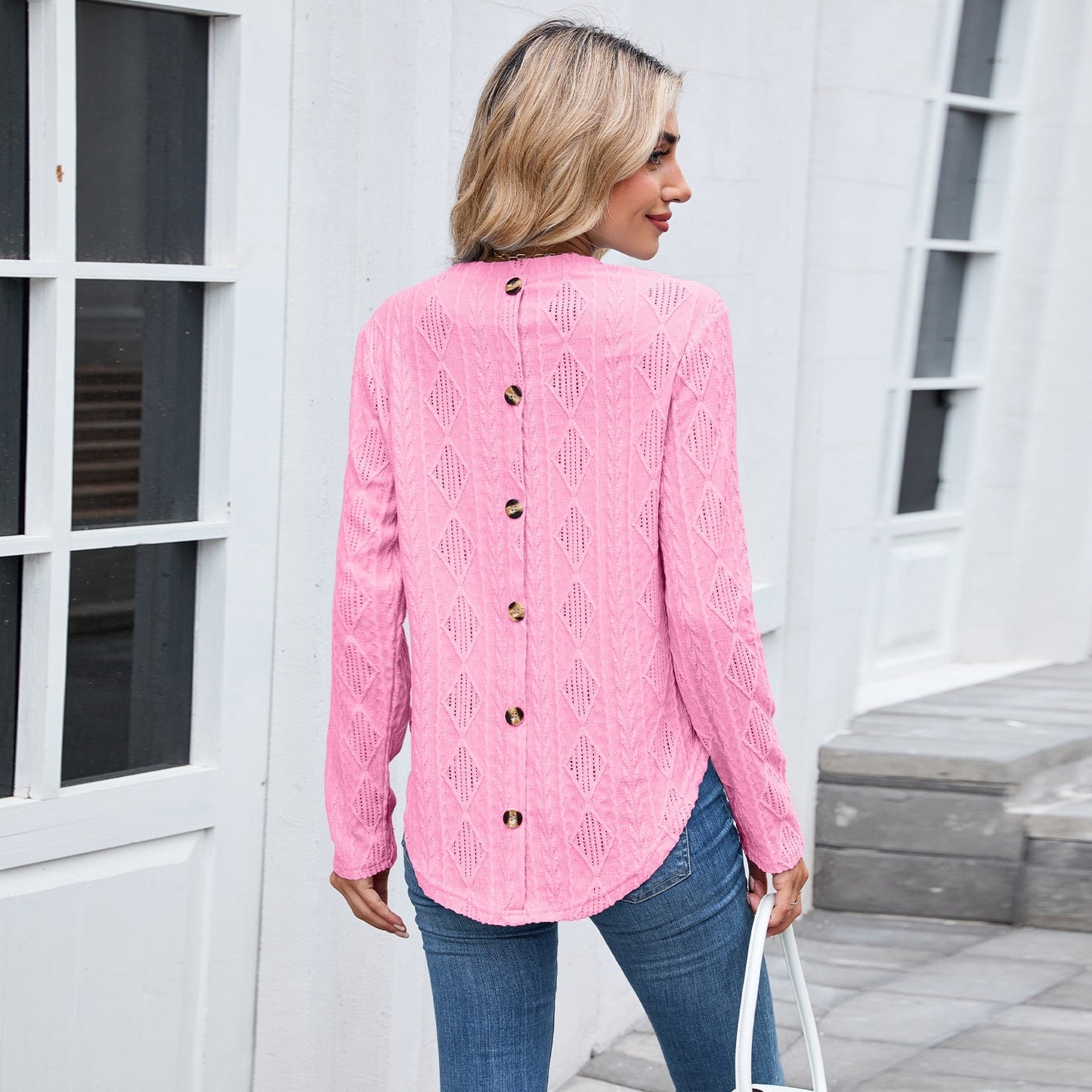 Leisure Round Neck Long Sleeve T-shirt