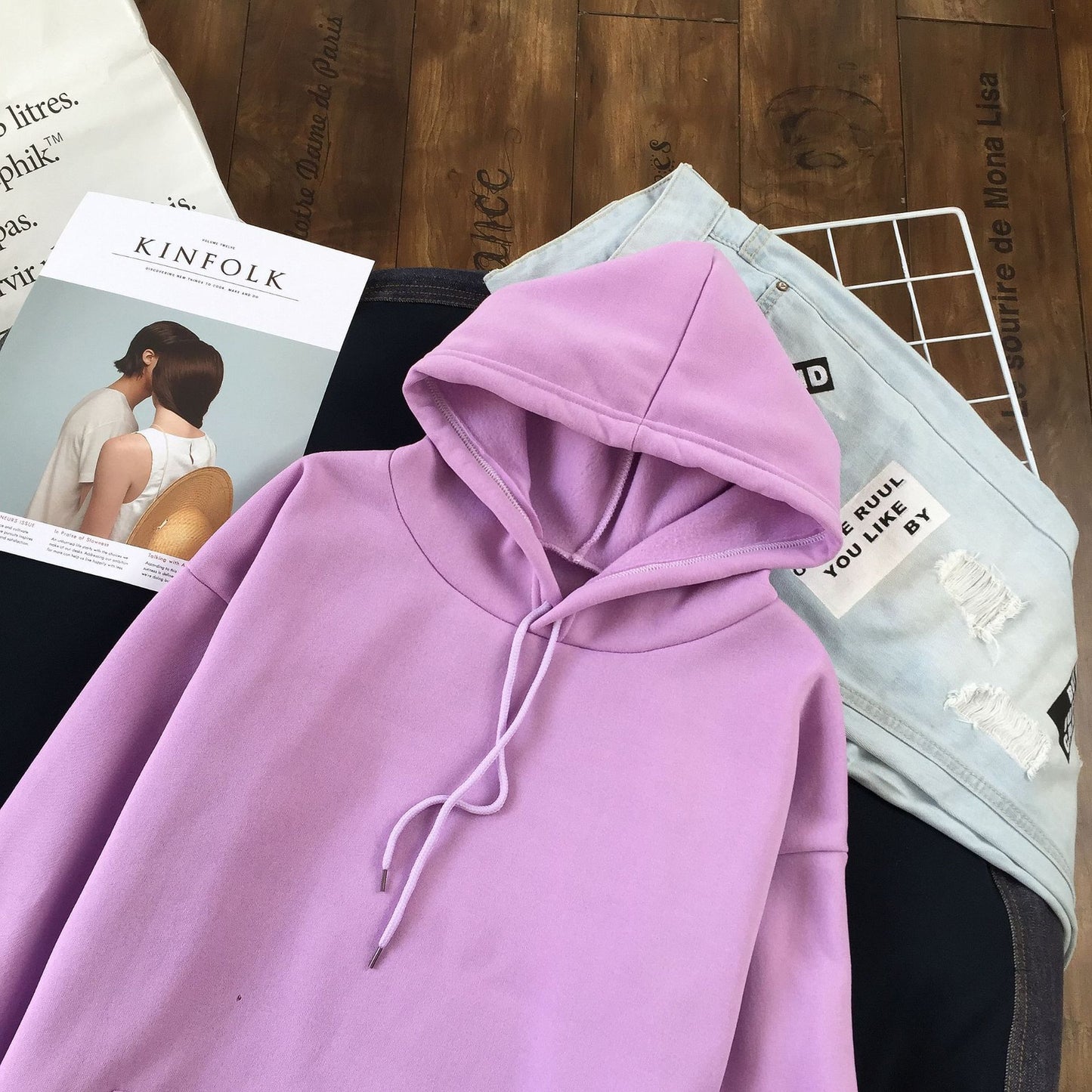 Long Sleeve Solid Color Hooded Sweater