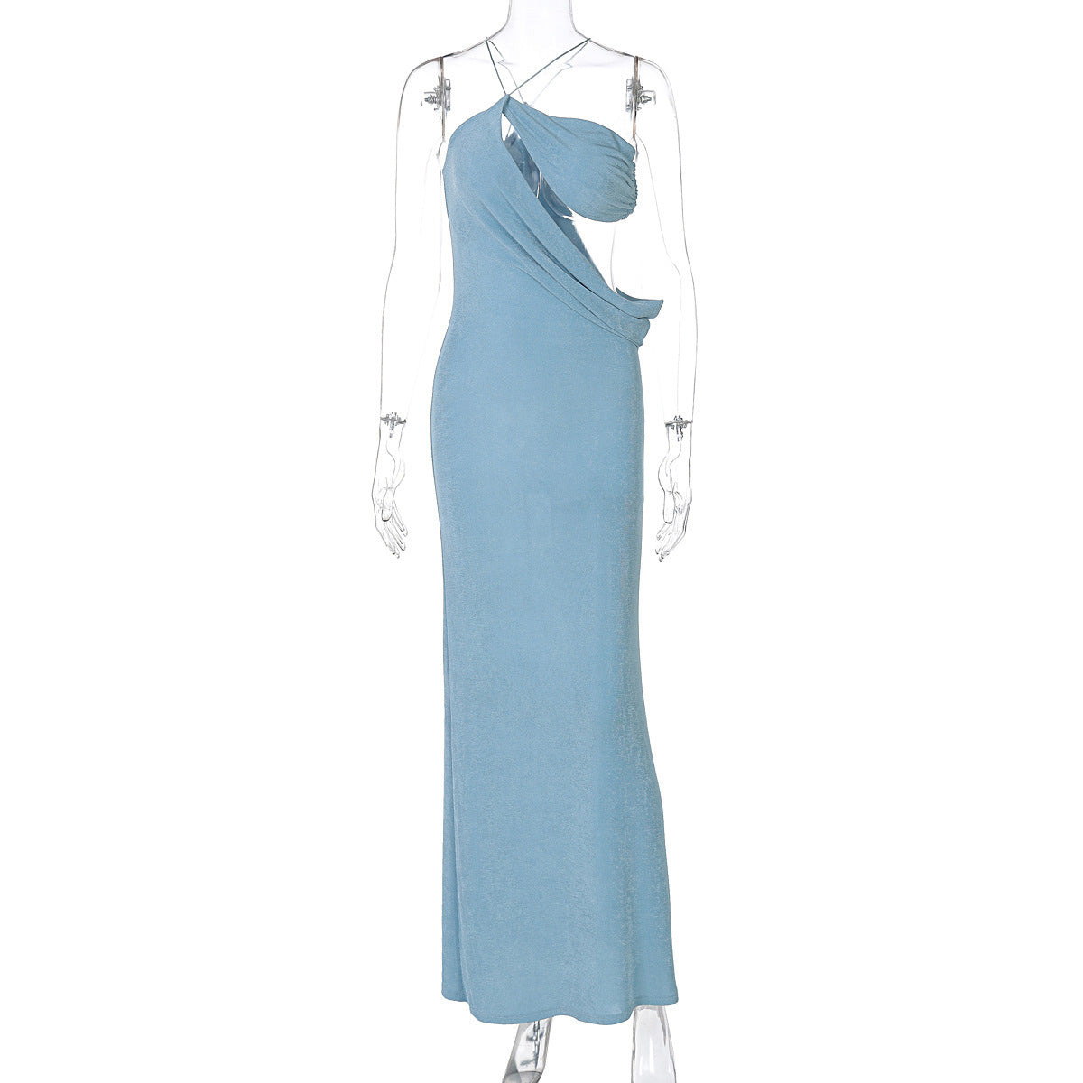 Sexy Diagonal Collar Exposed Slim Fit Dress