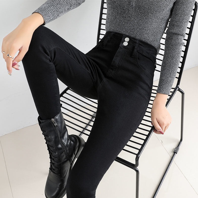 Black Tight Trousers Long Skinny Pants Tide