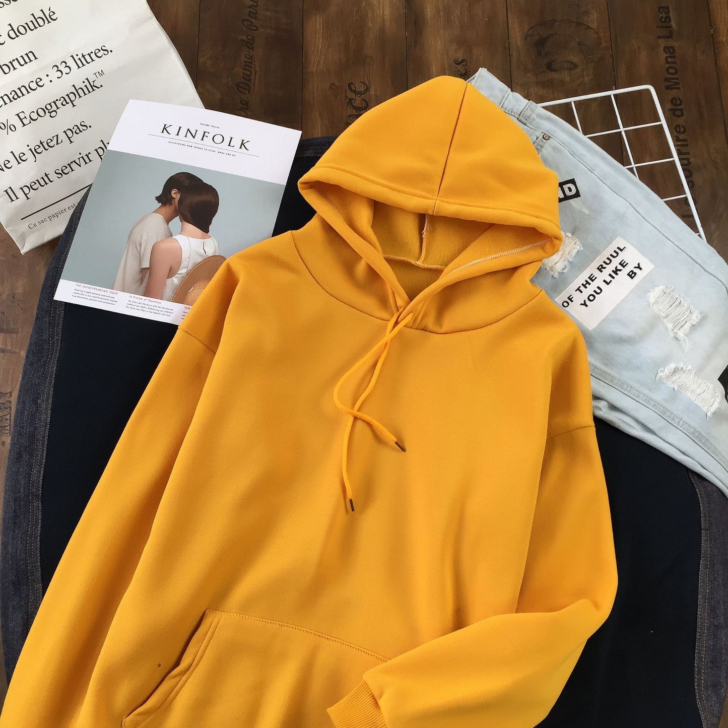Long Sleeve Solid Color Hooded Sweater