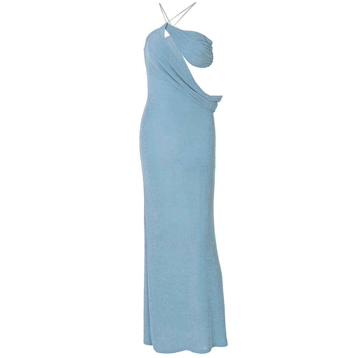 Sexy Diagonal Collar Exposed Slim Fit Dress