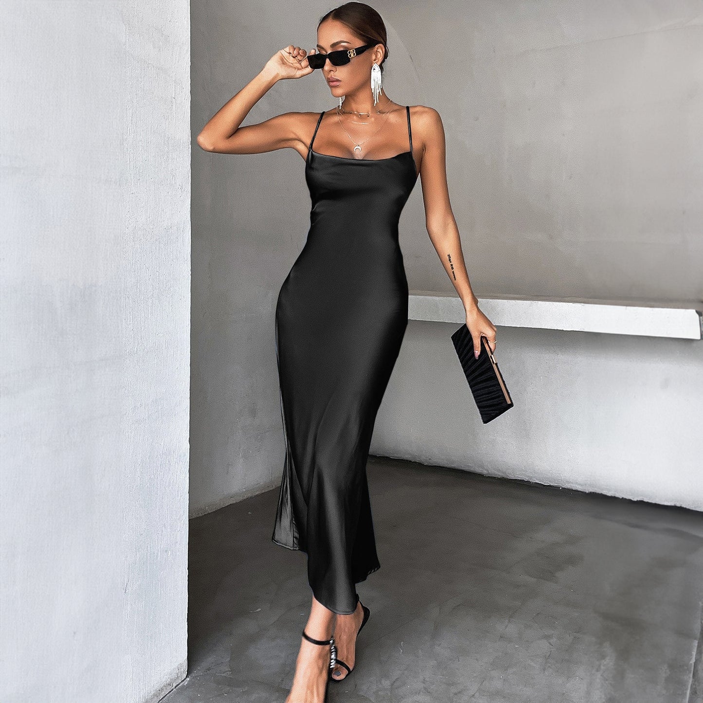 Lace-up Sleeveless Suspender Dress