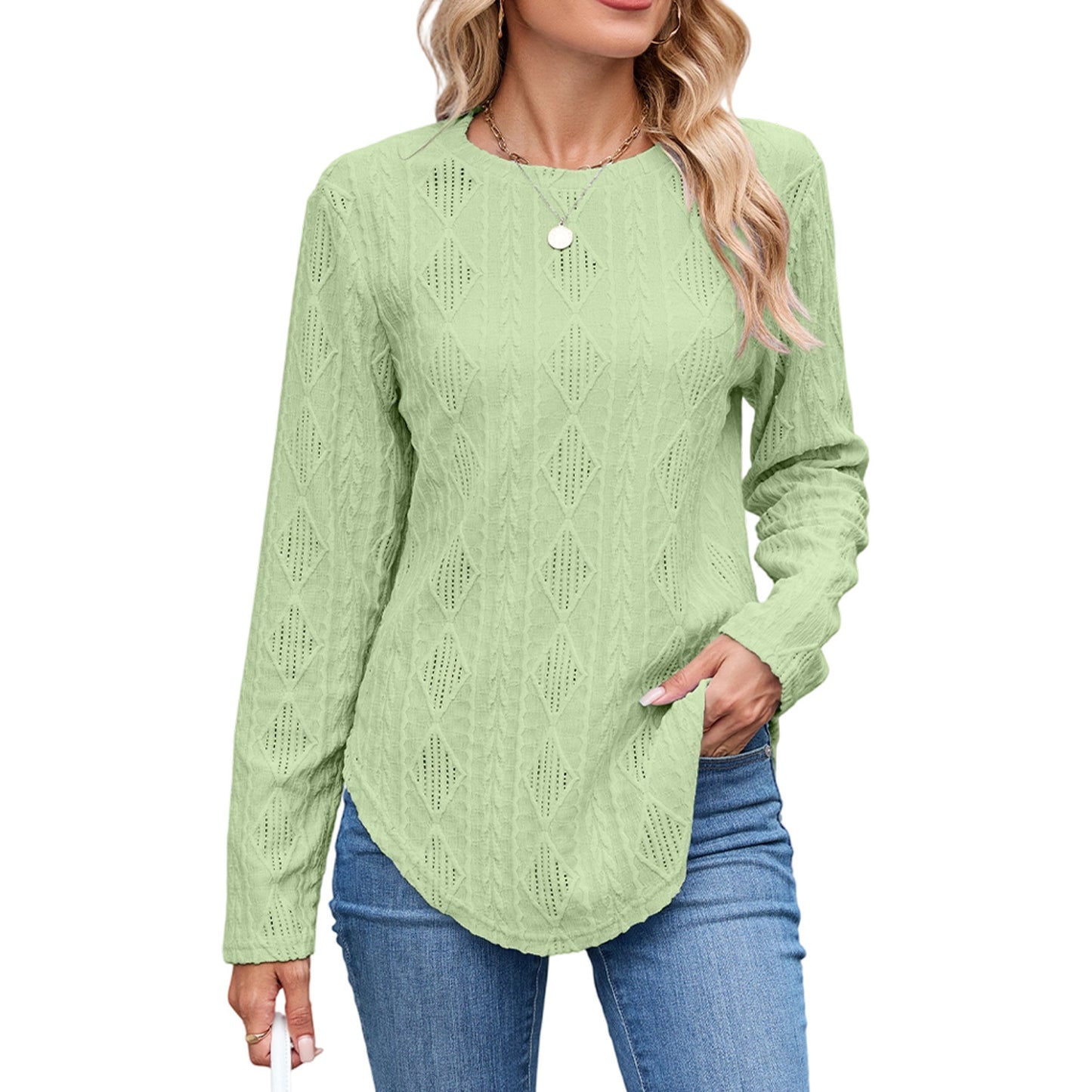 Leisure Round Neck Long Sleeve T-shirt
