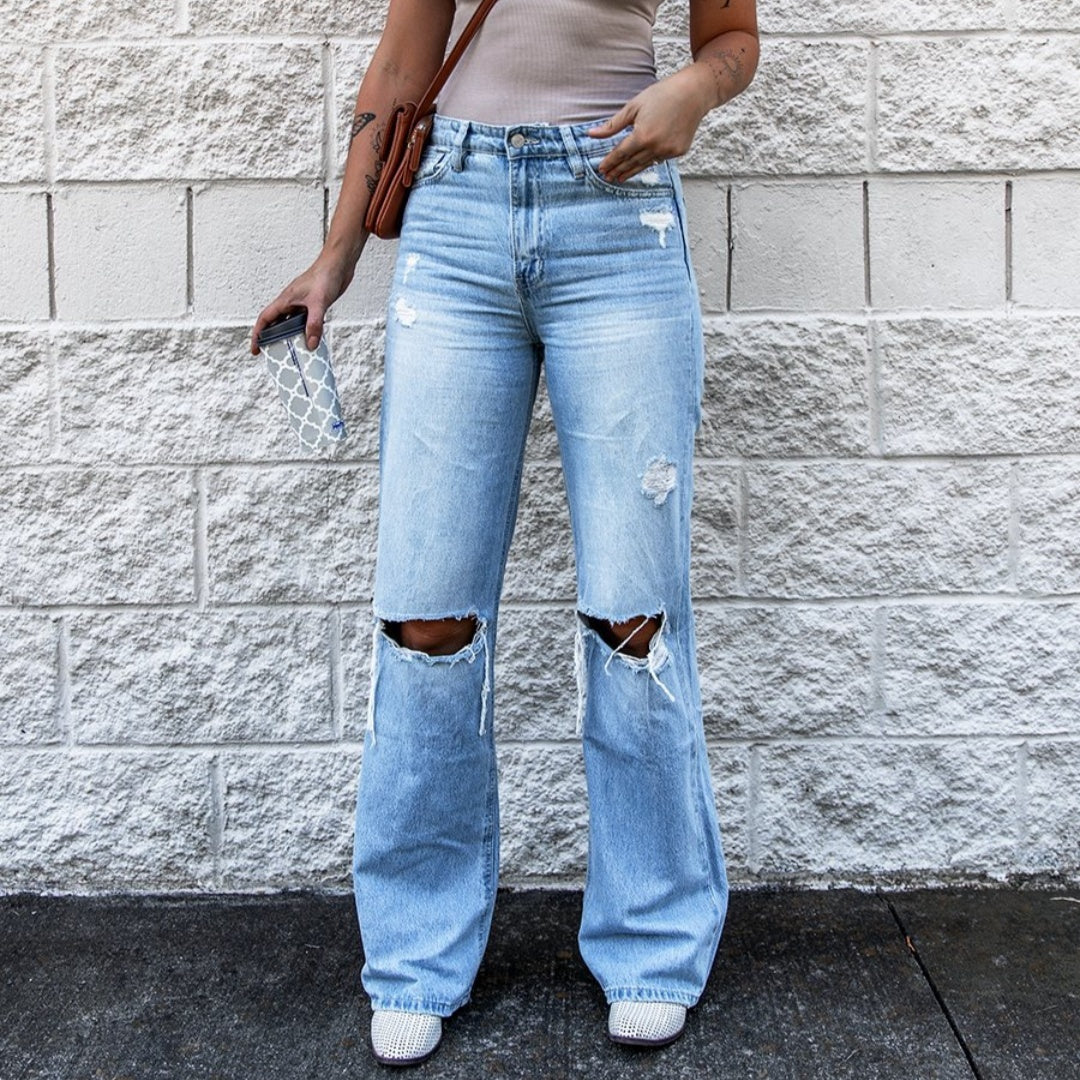 Women's Ripped High Waist Slim Fit Denim