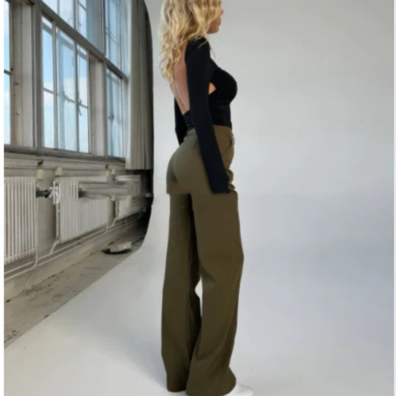 Women's Casual Stitching Straight-leg Pants