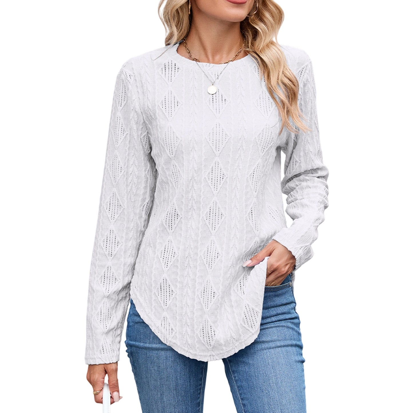 Leisure Round Neck Long Sleeve T-shirt