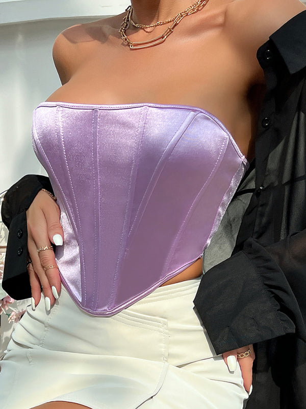Glossy Backless Corset Tank Top