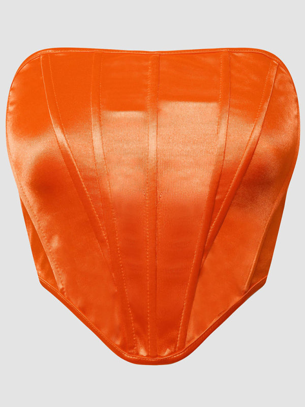 Glossy Backless Corset Tank Top