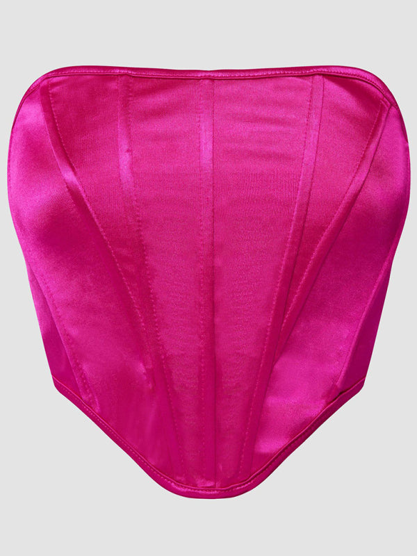 Glossy Backless Corset Tank Top