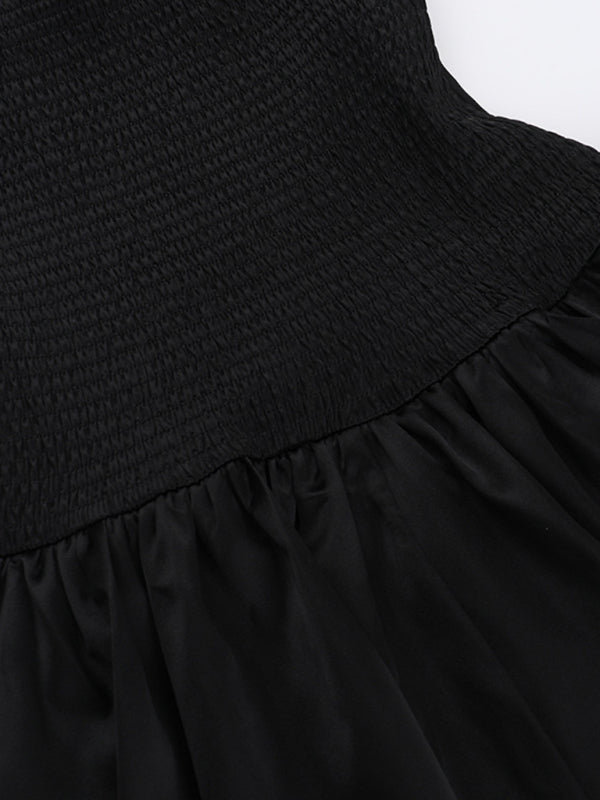 Robe trapèze froncée sexy à coupe slim et haut tube