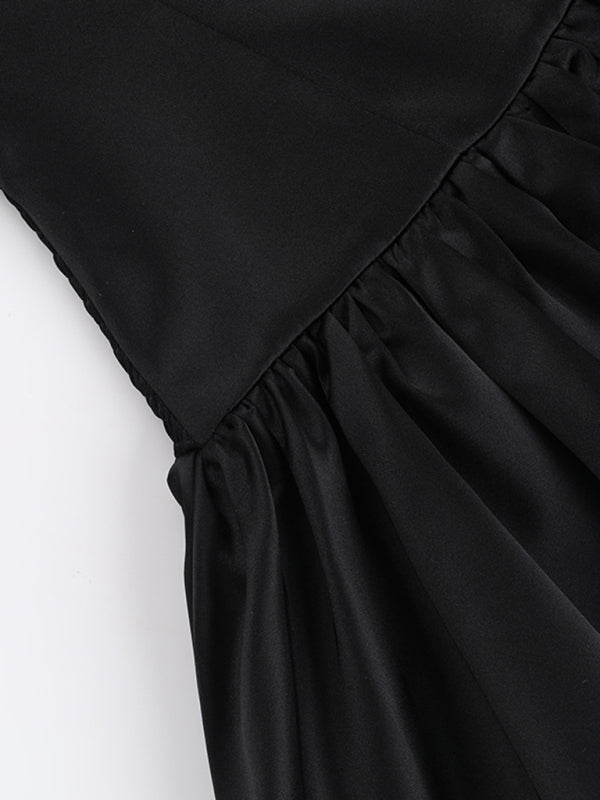 Robe trapèze froncée sexy à coupe slim et haut tube